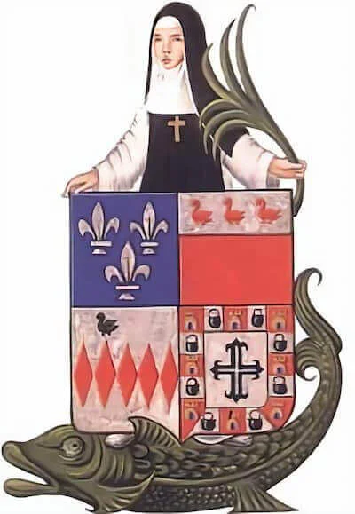 Sant’Amalberga con uno storione, attributo tradizionale della sua leggenda